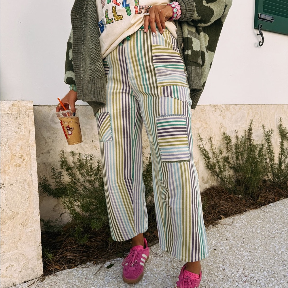 Fantastic Fawn Pastel Striped Wide Leg Pants